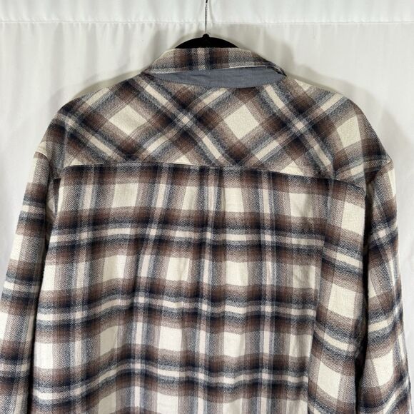 Carbon2Cobalt Jacket Men's XL White Brown Plaid Button Up Pockets 100% Cotton - Picture 10 of 11